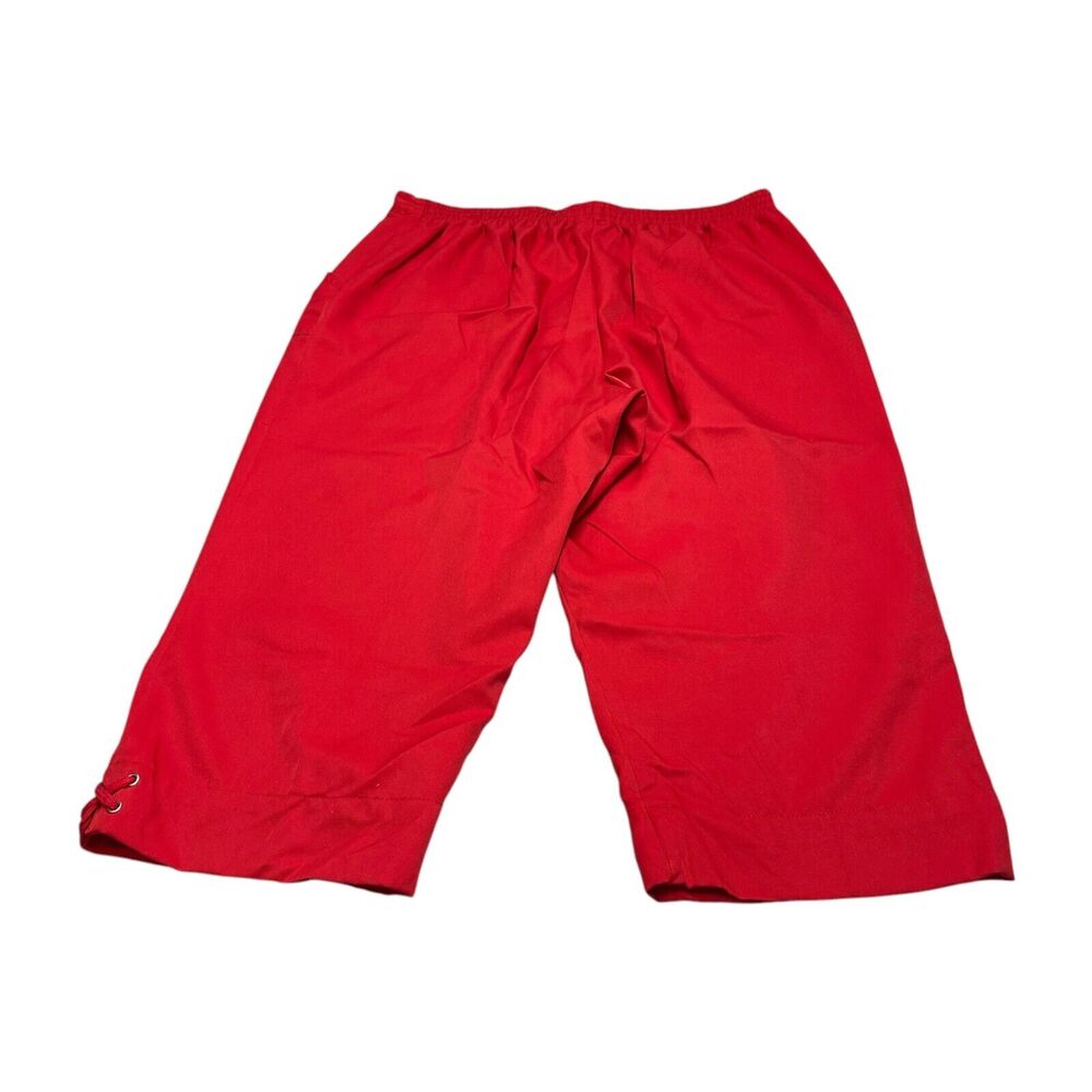 Alfred Dunner Cropped Pants Women 14 Red Elastic Waist High-Rise Classic Pull-On - Picture 3 of 6